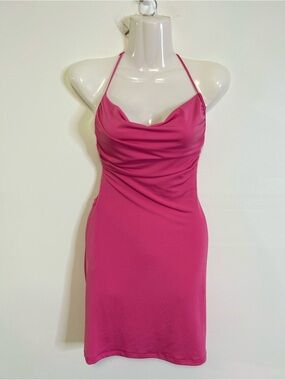 3/$25 New Collection Pink Low Back Tie Back Mini Dress